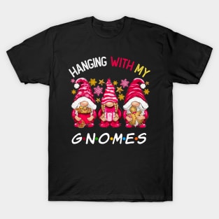 Funny Christmas Gnome Hanging With My Gnomies Family Pajamas T-Shirt